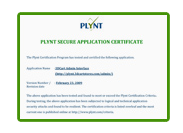 View PLYNT Certificate