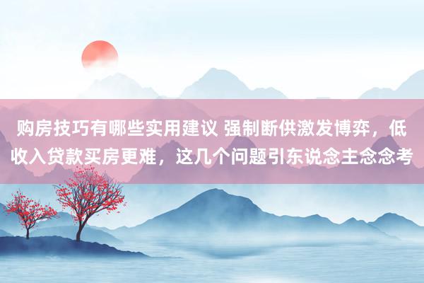 购房技巧有哪些实用建议 强制断供激发博弈，低收入贷款买房更难，这几个问题引东说念主念念考