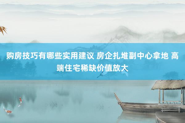 购房技巧有哪些实用建议 房企扎堆副中心拿地 高端住宅稀缺价值放大