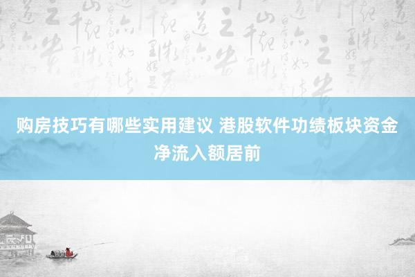 购房技巧有哪些实用建议 港股软件功绩板块资金净流入额居前