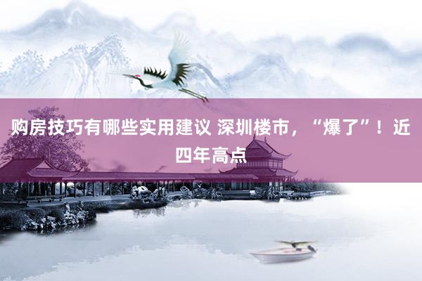 购房技巧有哪些实用建议 深圳楼市，“爆了”！近四年高点