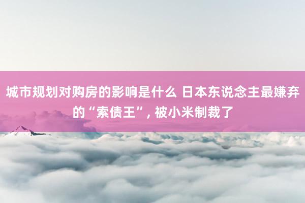 城市规划对购房的影响是什么 日本东说念主最嫌弃的“索债王”, 被小米制裁了