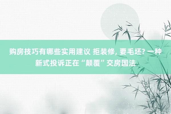 购房技巧有哪些实用建议 拒装修, 要毛坯? 一种新式投诉正在“颠覆”交房国法