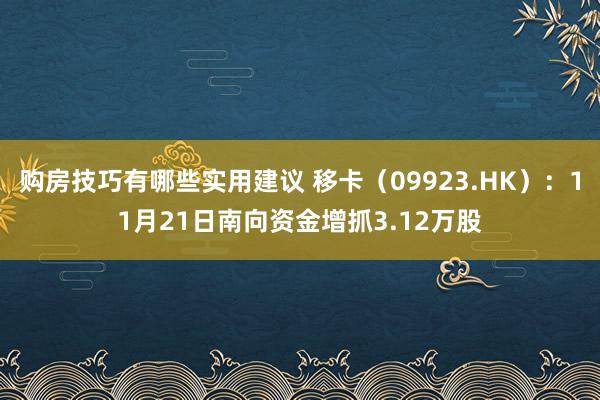 购房技巧有哪些实用建议 移卡（09923.HK）：11月21日南向资金增抓3.12万股