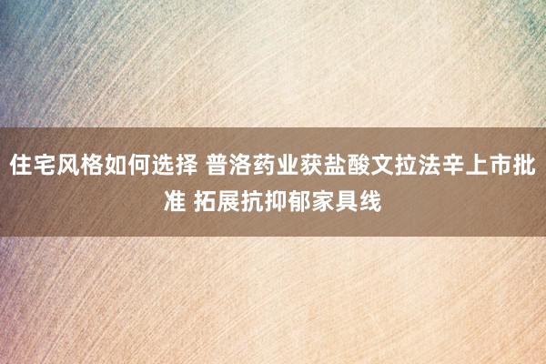 住宅风格如何选择 普洛药业获盐酸文拉法辛上市批准 拓展抗抑郁家具线