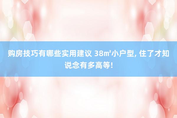 购房技巧有哪些实用建议 38㎡小户型, 住了才知说念有多高等!