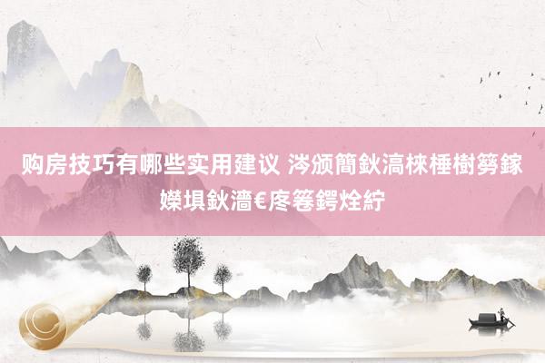 购房技巧有哪些实用建议 涔颁簡鈥滈棶棰樹簩鎵嬫埧鈥濇€庝箞鍔烇紵