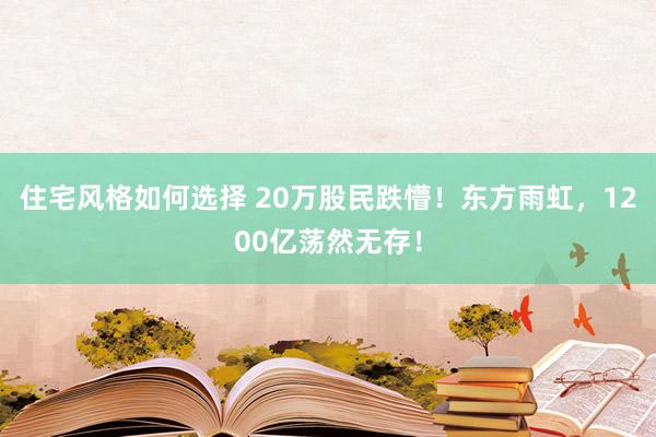 住宅风格如何选择 20万股民跌懵！东方雨虹，1200亿荡然无存！