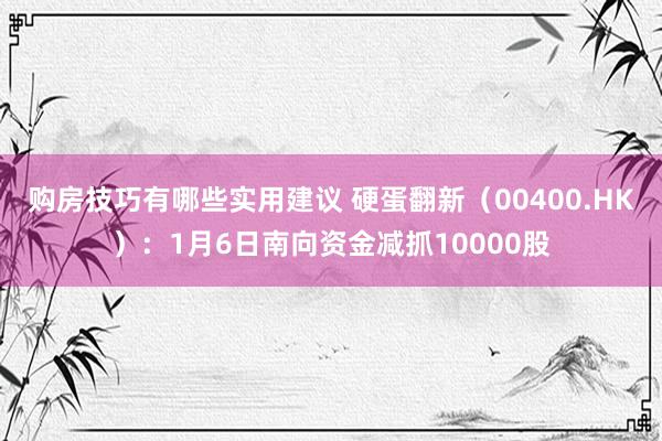 购房技巧有哪些实用建议 硬蛋翻新（00400.HK）：1月6日南向资金减抓10000股