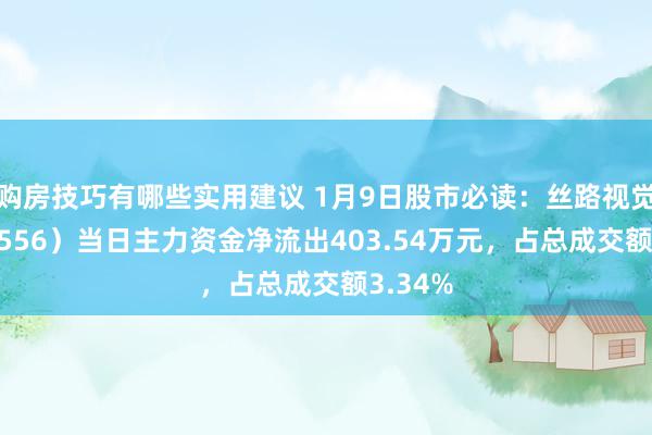 购房技巧有哪些实用建议 1月9日股市必读：丝路视觉（300556）当日主力资金净流出403.54万元，占总成交额3.34%