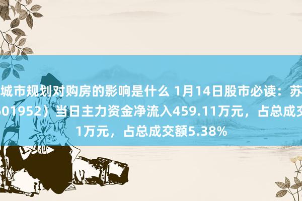 城市规划对购房的影响是什么 1月14日股市必读：苏垦农发（601952）当日主力资金净流入459.11万元，占总成交额5.38%