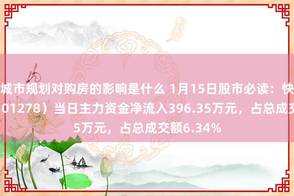 城市规划对购房的影响是什么 1月15日股市必读：快可电子（301278）当日主力资金净流入396.35万元，占总成交额6.34%