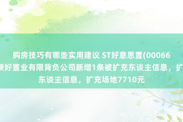 购房技巧有哪些实用建议 ST好意思置(000667)控股的合膏腴好置业有限背负公司新增1条被扩充东谈主信息，扩充场地7710元