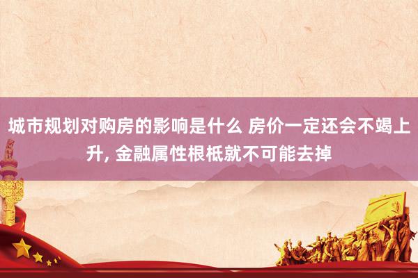 城市规划对购房的影响是什么 房价一定还会不竭上升, 金融属性根柢就不可能去掉