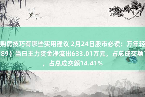 购房技巧有哪些实用建议 2月24日股市必读：万年轻（000789）当日主力资金净流出633.01万元，占总成交额14.41%