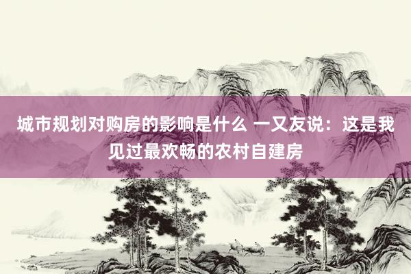 城市规划对购房的影响是什么 一又友说：这是我见过最欢畅的农村自建房